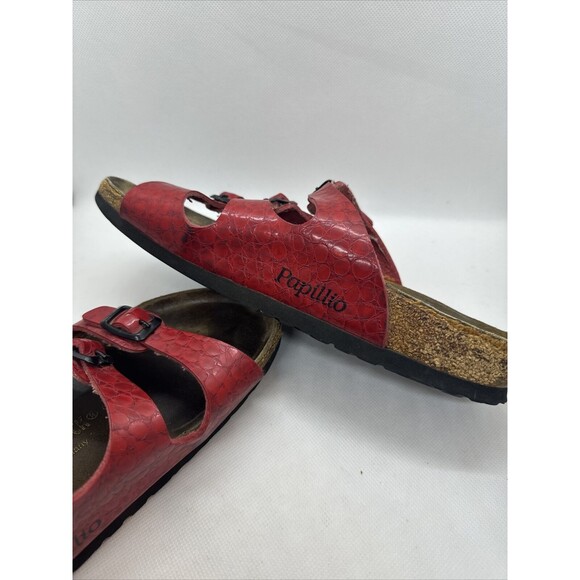 Birkenstock Graceful Hibiscus Sz 39 | 8 Laser Emboss Red 3 Strap Papillio Sandal - Picture 6 of 8